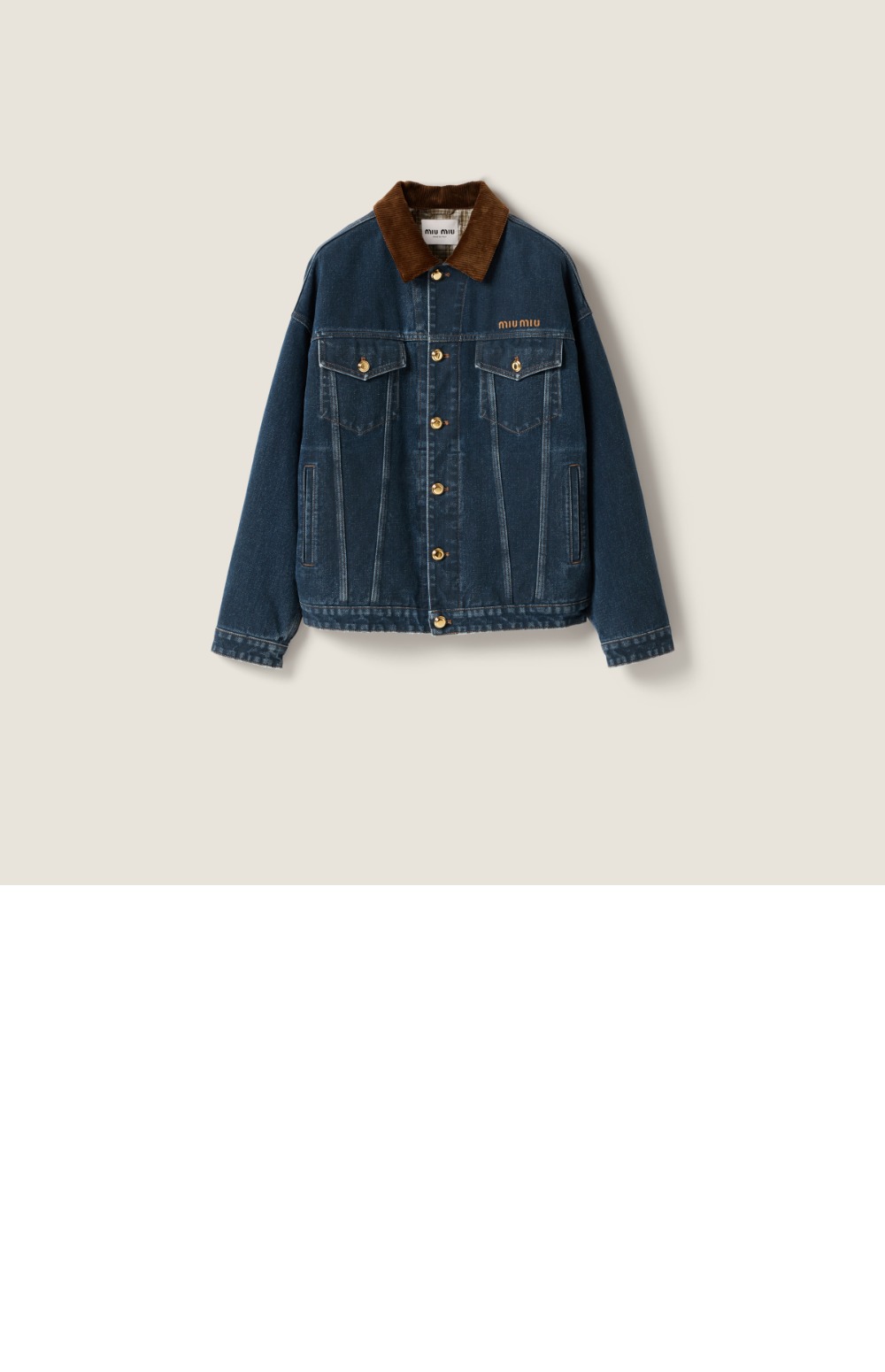 미러급레플리카사이트 | 명품레플리카 전문 쇼핑몰  | 딥퀄 - 플로킹 데님 벨벳 블루종 재킷 &gt; 미우미우