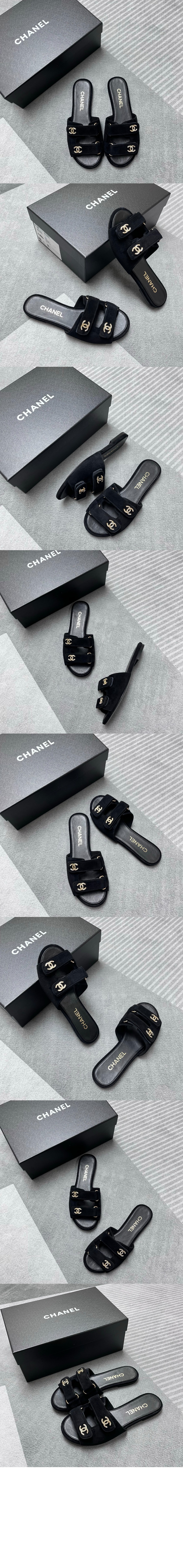 26P 슬리퍼 뮬 CC로고 스웨이드 키드스킨 G47043 > Sandal Slippers - 샌들 슬리퍼