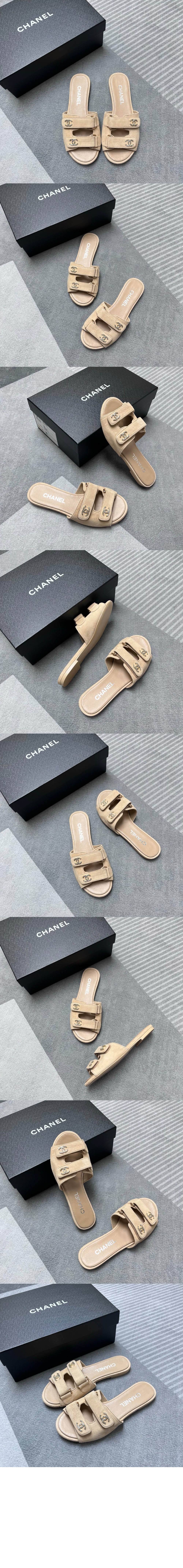 26P 슬리퍼 뮬 CC로고 스웨이드 키드스킨 G47043 > Sandal Slippers - 샌들 슬리퍼