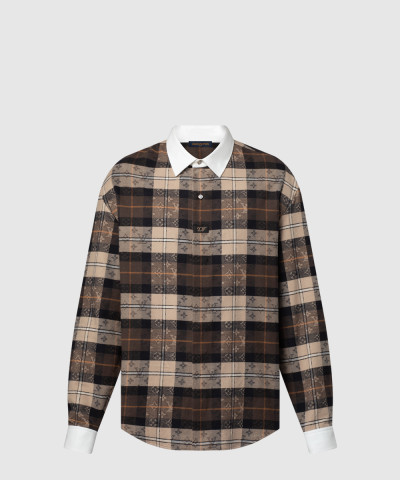 모노그램 플란넬 롱 슬리브드 폴로 셔츠