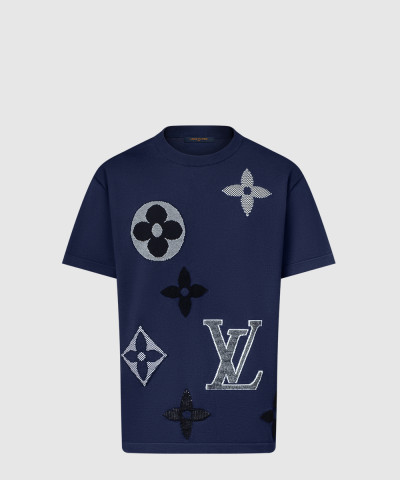 모노그램 쇼트 슬리브드 니티드 크루넥