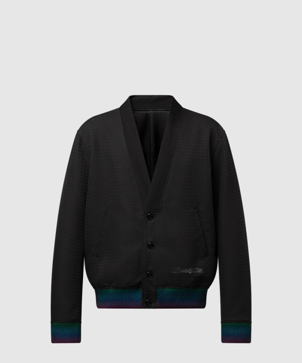 프레피 울 가디건 블루종