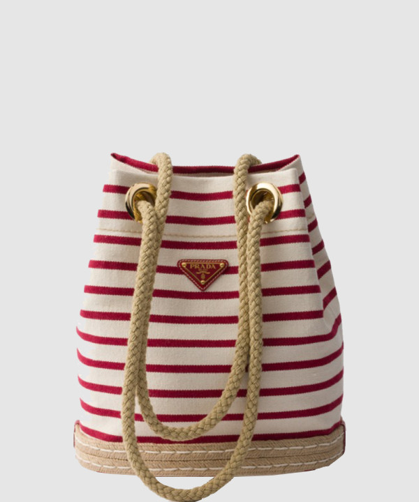 마리너 작은 줄무늬 패브릭 버킷백 1BE082